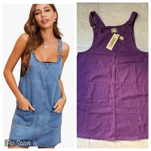 SALE🚨NWT💜Lily & Parker Purple Denim Pockets Overalls Romper XL
